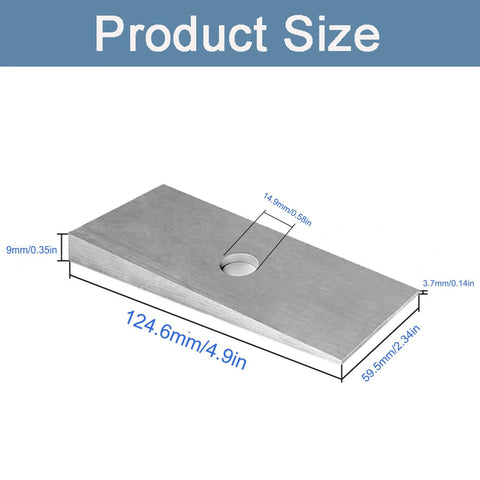 Heavy Duty 2.5 Degree Steel Shims For Universal Suspension Axles Set Of 2 in silver carbon steel with precise dimensions display.