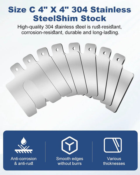 Professional Grade 4 By 4 Inch Steel Shims Kit For CNC Leveling, 56 Piece A Size Slotted Shim Set in marine-grade rustproof steel