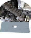 Heavy Duty 2.5 Degree Steel Shims for Universal Suspension Axles Set of 2 in installation view with burr-free surface