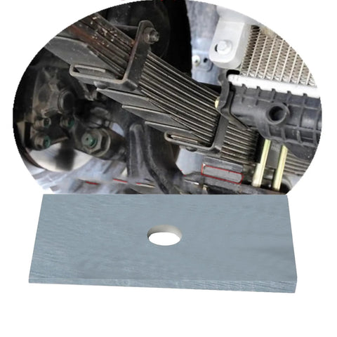Heavy Duty 2.5 Degree Steel Shims for Universal Suspension Axles Set of 2 in installation view with burr-free surface