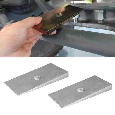 Heavy Duty 2.5 Degree Steel Shims For Universal Suspension Axles Set Of 2 In Silver Carbon Steel With Burr Free Smooth Surface