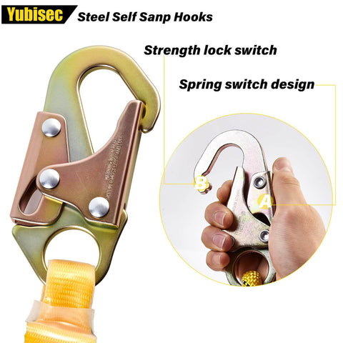 Durable 25 ft rope safety lanyard with vertical lifeline delivers reliable fall protection for roof work and tree climbing hook