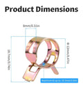 Close-up of 50 Pieces Spring Band Type Clamps Set 8mm ID Silicone Vacuum Hose Clips, galvanized steel, with dimensions.
