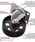Image of a 4 Pack Heavy Duty Large Steel Swivel Caster Wheel with 3.5 inch diameter and 2.5 x 3.5 plate for furniture and industrial use.