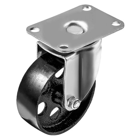 4 Pack Heavy Duty Large Steel Swivel Caster Wheels 3.5 Inch No Brake 350 Lb Capacity Each With 2.5 X 3.5 Plate, 1.2 Inch Wheel Width