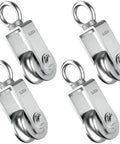 U Type Swivel Pulley Block, 304 Stainless Steel Pulleys for Wire Rope Cable Lifting, DIY Gym Equipment Part, Clothesline, Hoist, 34 mm, 4 pack