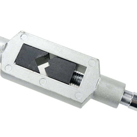 Close-up of Beefy Adjustable Tap Wrench for M6 to M20 fits one quarter inch to three quarter inch taps steel hand tool
