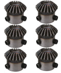 Tapered Bevel Gear Wheels 6mm 1 Modulus 20T Set For Hardware, steel construction, six visible in a set, front view.