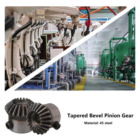 Tapered Bevel Gear Wheels 6mm 1 Modulus 20T Set For Hardware displayed with industrial machinery background