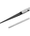 Pro Grade Tapered Straight Flute Reamer with T Handle for wood and plastic holes, 1/8 to 1/2 inch, heavy duty 45 steel tool, shown disassembled