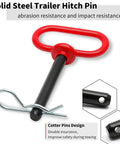 2 Pack Heavy Duty One Half Inch by Four Inch Trailer Hitch Pin and Clip for Tractor RV Truck Boat Car with Red Handle