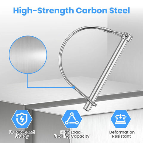 Four Pack Trailer Coupler Pins One Quarter Inch By Three Point Two Inch Heavy Duty Hitch Safety Pins With Lock Zinc Plated Steel Rust Resistant