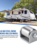 Weld on Trailer Roller Heavy Duty Steel Skid Wheels shown with RV trailer, perfect for motorhomes and 5th wheels (Pack of 2)