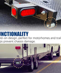 2.4" Heavy Duty Steel Weld-On Trailer Rollers installed on motorhome, showing skid-proof functionality and chassis protection use.