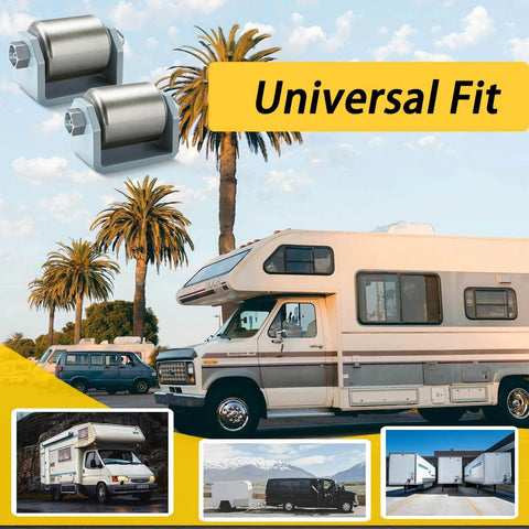 Rear Trailer Rollers, Heavy Duty Steel Trailer Skid Wheel, 2 Pack Steel Micro Rollers for RV Trailers, Motorhome shown