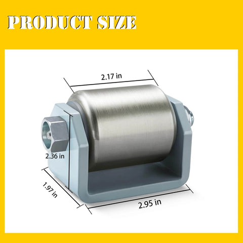 Rear Trailer Rollers, Heavy Duty Steel Trailer Skid Wheel, shown with dimensions 2.17x2.95 inches.