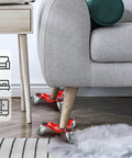 4 Pack Steel Tri-Dolly, 200 lbs Load Capacity 3 Wheel Mover's Dolly under sofa, moving furniture easily, red dolly visible