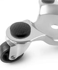 Close-up view of 6" steel tri-dolly with swivel caster. ✝️ 4 pcs 6" Steel Tri-Dolly, 200 lbs Load Capacity, for Moving Furniture & Appliances, 4-pack.