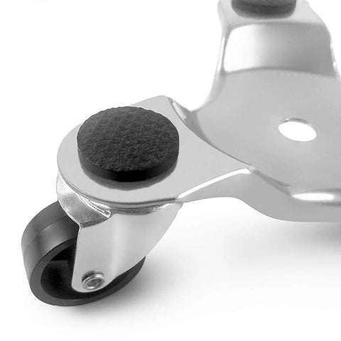 Close-up view of 6" steel tri-dolly with swivel caster. ✝️ 4 pcs 6" Steel Tri-Dolly, 200 lbs Load Capacity, for Moving Furniture & Appliances, 4-pack.