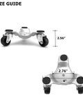 Dimensions of set of 4 steel tri dolly casters with 3 wheel design, 200 lb load capacity per dolly, 6 inch base furniture mover rollers