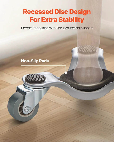 Close-up of a furniture dolly's non-slip cap and 360° PP swivel wheel, designed for stability. Part of ✝️ Furniture Dolly, 4 Pack 6-Inch Steel Tri-Dolly.