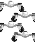 Set of 4 steel tri dolly casters with 3 wheel design, 200 lb load capacity per dolly, 6 inch base furniture mover rollers
