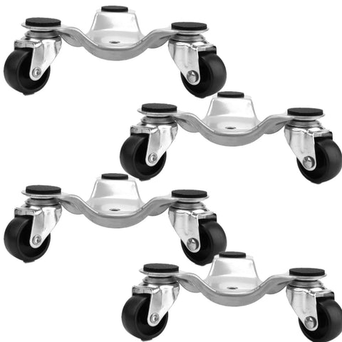 Set of 4 steel tri dolly casters with 3 wheel design, 200 lb load capacity per dolly, 6 inch base furniture mover rollers