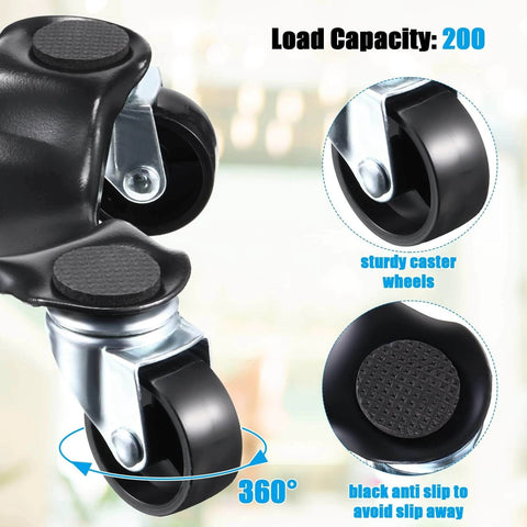 Close-up of steel tri wheel furniture moving dollies with anti slip pads, sturdy caster wheels, 200 lb load capacity