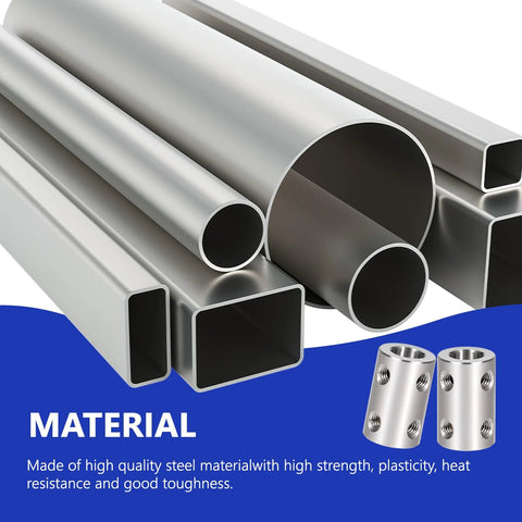 Two Pack 8mm to 8mm stainless steel shaft couplers with various steel tubes for 3D printer motors, reducing vibration and corrosion resistance.