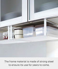 Home Plate Under Shelf Storage Rack - Cabinet Organizer - Steel holding containers under kitchen cabinet