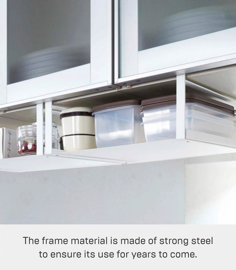 Home Plate Under Shelf Storage Rack - Cabinet Organizer - Steel holding containers under kitchen cabinet