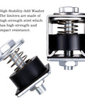 1-5/8 inch Unistrut trolley limit hardware with anti shock and anti vibration design, spring washers, thick rubber pads, front view