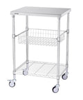 Heavy Duty Kitchen Utility Cart With Three Tiers And 470 Lb Capacity, steel rolling cart with wire shelves and brake wheels, VEVOR