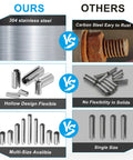 Comparison between 60Pcs Slotted Split Roll Pins Set 4mm Diameter and 14mm Length, Steel Spring Tension Dowels, and Rust-Prone Carbon Steel Pins