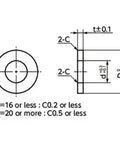 Technical drawing of SWA-4-8-2-AWEL NBK Adjust Metal Washer - Steel - Electroless Nickel Plating Made in Japan dimensions.