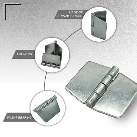 Image of 4 Pieces Heavy Duty Weldable Hinges, Steel Butt Hinge Design for Heavy Gates and Doors Corrosion Rust Resistant 2.4 x 2.9 inch