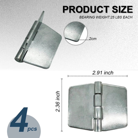 4 Pieces Heavy Duty Weldable Hinges, Steel Butt Hinge Design for Heavy Gates and Doors Corrosion Rust Resistant 2.4 x 2.9 inch