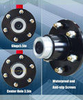 Container Wheel Kit With 6-Lug Axles And Heavy Duty Ratchet Tie Downs, showing steel axles with lug details.