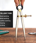 Adjustable Lockable Spring Wing Divider Calipers Set shown for woodworking and metalworking precision marking and creasing