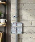 Two Pack Steel Wire Pulling Roller Set For 4 Inch Electrical Boxes installed on brick wall, shown managing wires in box