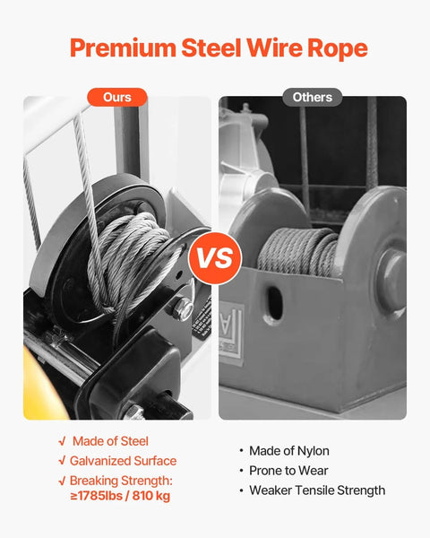 Comparison of steel wire rope versus nylon for Material Lift Winch Stacker For Warehouse Use 400 Lb Capacity Pallet Truck Dolly 51.1 Inch Max Lift Height Manual Winch Stacker With Wheels And Adjustable Plate For Easy Pallet Handling