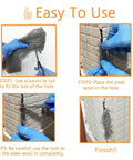 Instructions for using Steel Wool Fill Fabric DIY Kit for Mouse Proofing Homes with steps on cutting, placing, and securing fabric