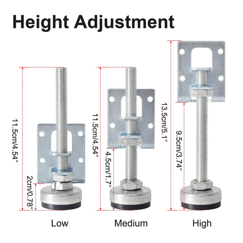 4 Pack Heavy Duty Leveling Feet Furniture Levelers Leg Adjustable Table Legs Leveler height adjustment view