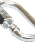 Close-up of a Trapline Quick Links Three Sixteenth Inch 12 Pack Steel Zinc Coated Trapping Hardware with open connector