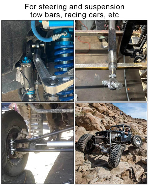 3/4 inch Heim joint rod end kit with jam nuts on suspension links in off-road vehicle