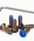 ✝️ PQY 6pcs Steering Wheel Screw Bolts Taper M5×0.8 Length 15mm Burnt Titanium Finish Flat Head with hex key