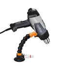 Steinel Heat Gun Stand with Vacuum Cup Arm for strong grip and enhanced stability, shown in side view. Safer heat application device.