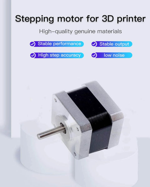 3D Printer Stepper Motor 42-34, 2 Phases 0.8A 1.8 Degrees 0.4 N.M for Ender-3 X/Y/Z Axis, CR-10 Series Z Axis displayed on white surface.