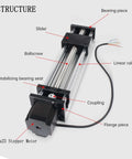 Linear Motion Stage Actuator, CNC Linear Motion Rail Guide with Nema23 Stepper Motor,Slide Rail 1204 Ball Screw Double Optical Axis Linear, structured view