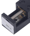 Close-up of 28 Stepper Motor Mini Linear Rail Slide Actuator, 50mm Stroke, X Y Z Stage with T Screw Rod, DIY CNC Router Parts detail view.